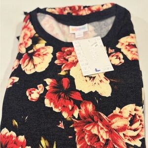 LuLaRoe Black and Red Floral LuLu Set